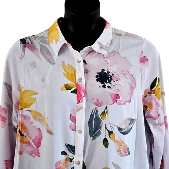 Nicole by Nicole Miller Floral Button-Down Blouse Women’s Size Large NWOT - Picture 4 of 6